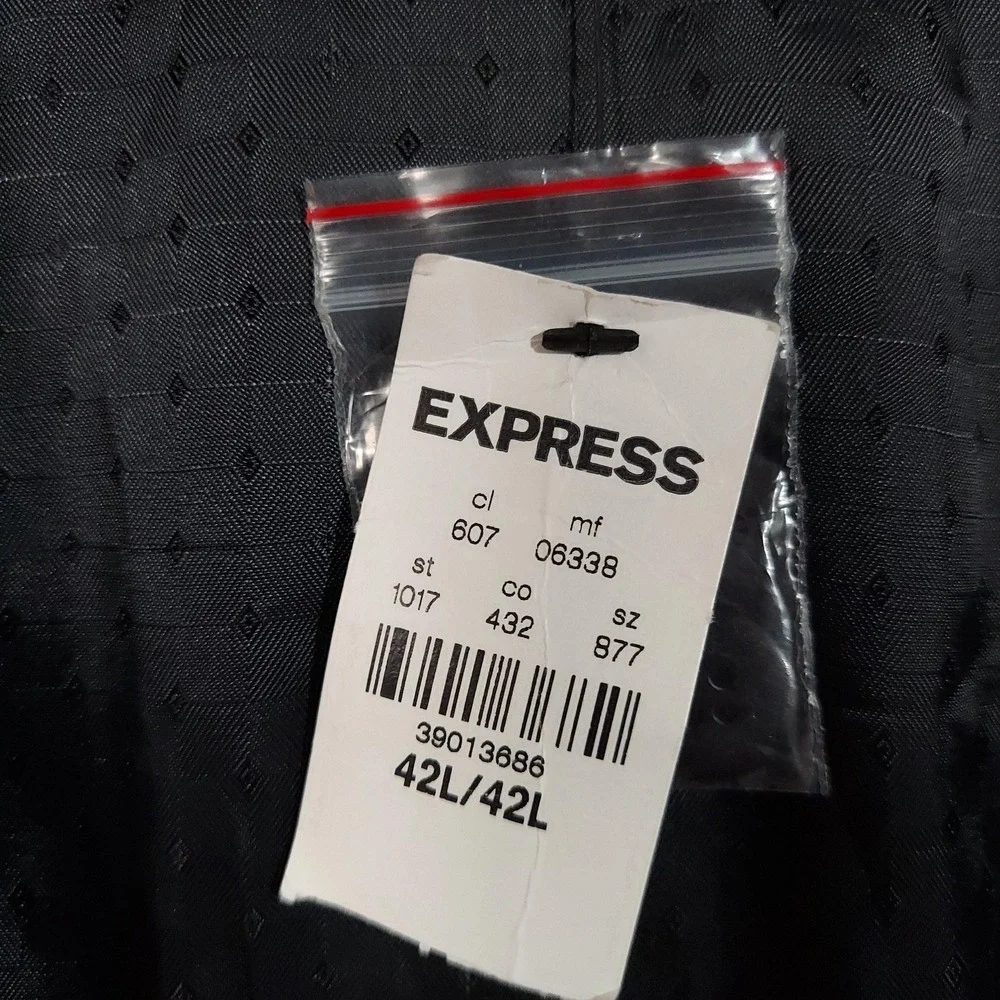 Express‎ Blazer Mens 42L Charcoal Photographer Fitted Wool Stretch Sport Coat